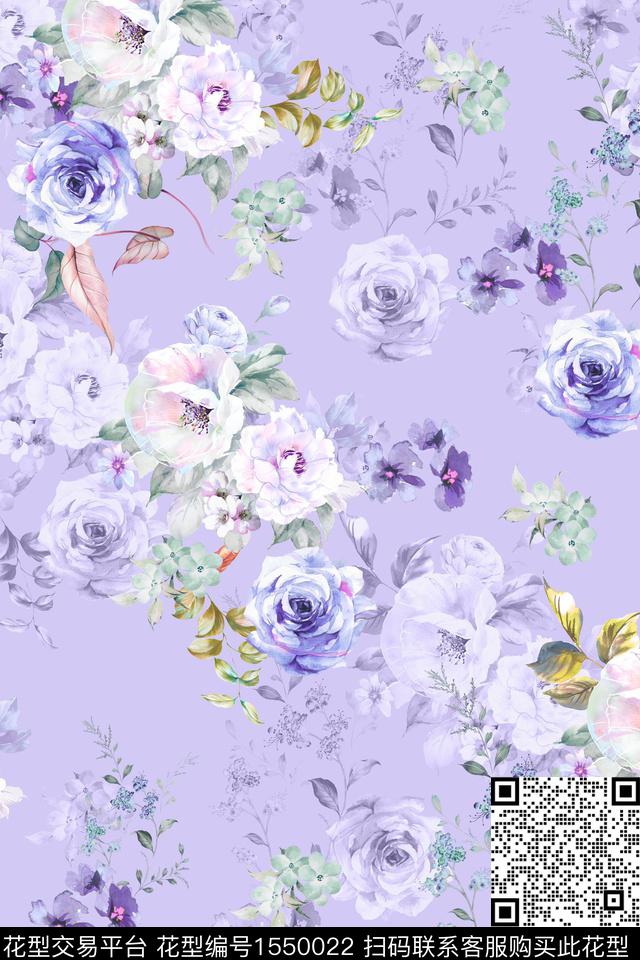 水彩满版散花碎花数码印花华亿平台下载（图片编号: 1550022） - 瓦栏（Walan）