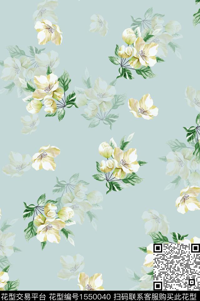 水彩花卉影花数码印花华亿平台下载（图片编号: 1550040） - 瓦栏（Walan）