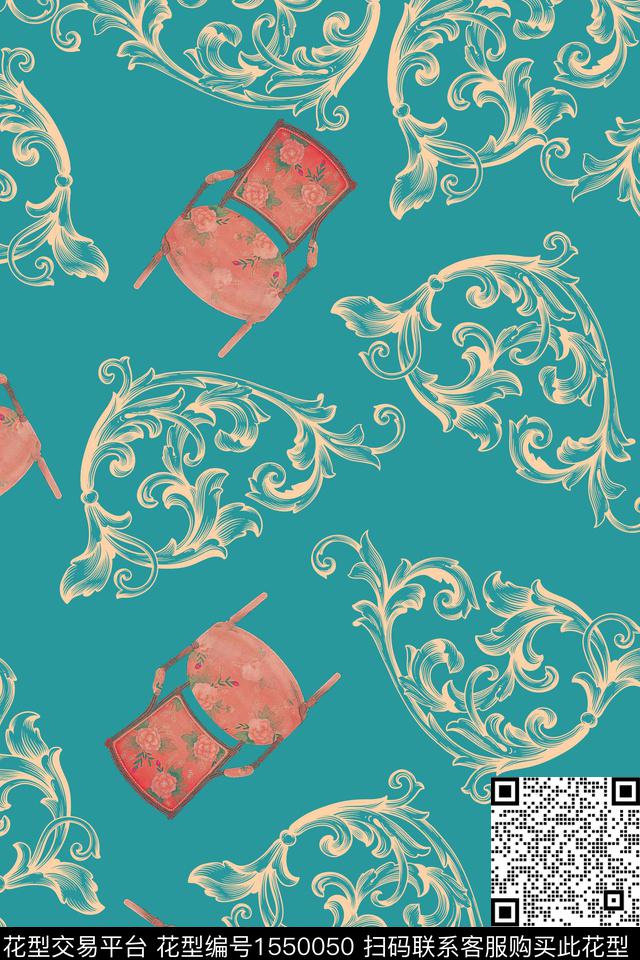 欧洲复古佩斯利数码印花华亿平台下载（图片编号: 1550050） - 瓦栏（Walan）