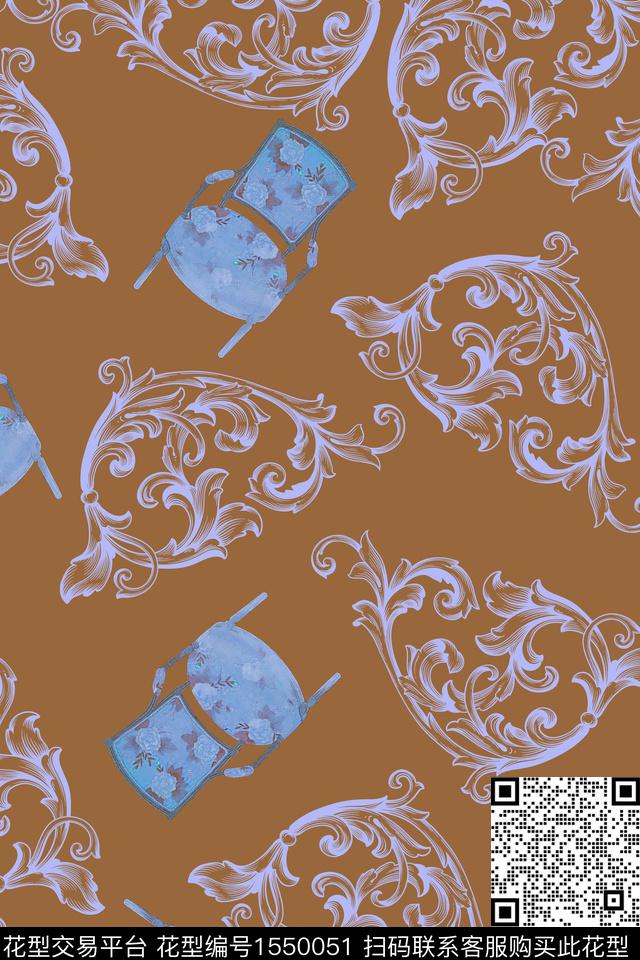 欧洲复古佩斯利数码印花华亿平台下载（图片编号: 1550051） - 瓦栏（Walan）