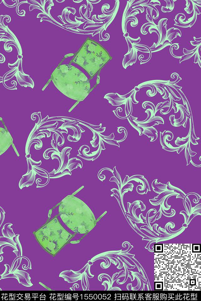 欧洲复古佩斯利数码印花华亿平台下载（图片编号: 1550052） - 瓦栏（Walan）