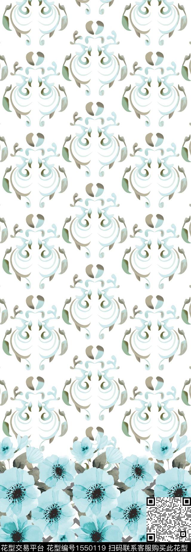 扎染华亿平台大牌风抽象数码印花华亿平台下载（图片编号: 1550119） - 瓦栏（Walan）