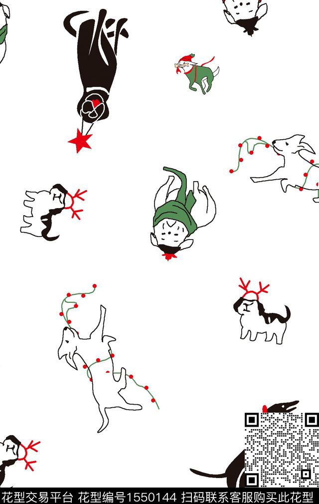 卡通动物狗传统印花华亿平台下载（图片编号: 1550144） - 瓦栏（Walan）