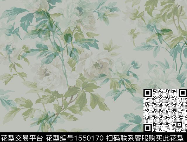 手绘花卉床品花卉数码印花华亿平台下载（图片编号: 1550170） - 瓦栏（Walan）