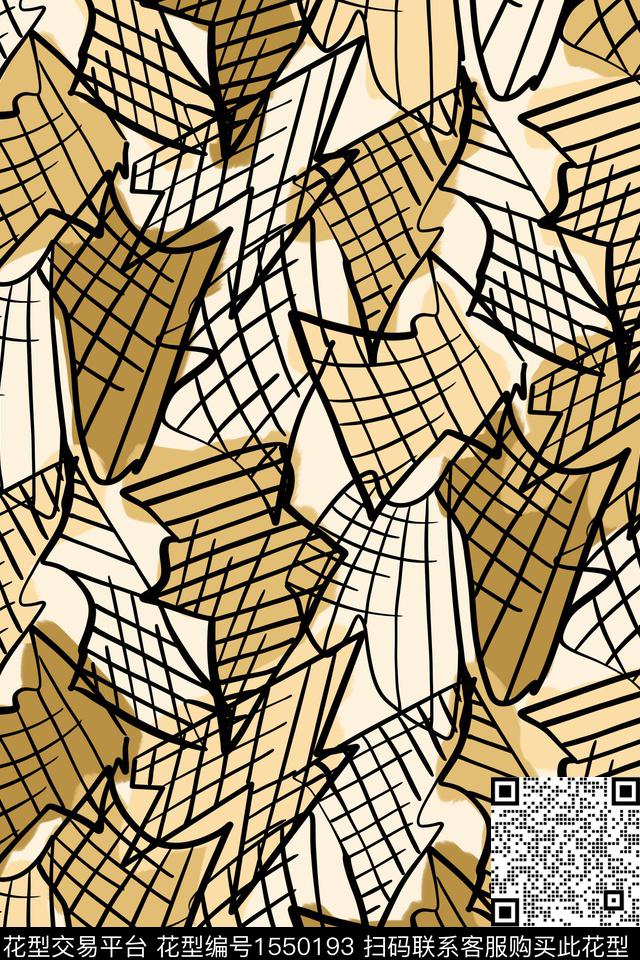 线条几何抽象传统印花华亿平台下载（图片编号: 1550193） - 瓦栏（Walan）