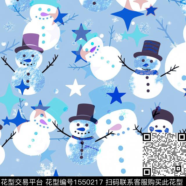 雪人趣味星星数码印花华亿平台下载（图片编号: 1550217） - 瓦栏（Walan）