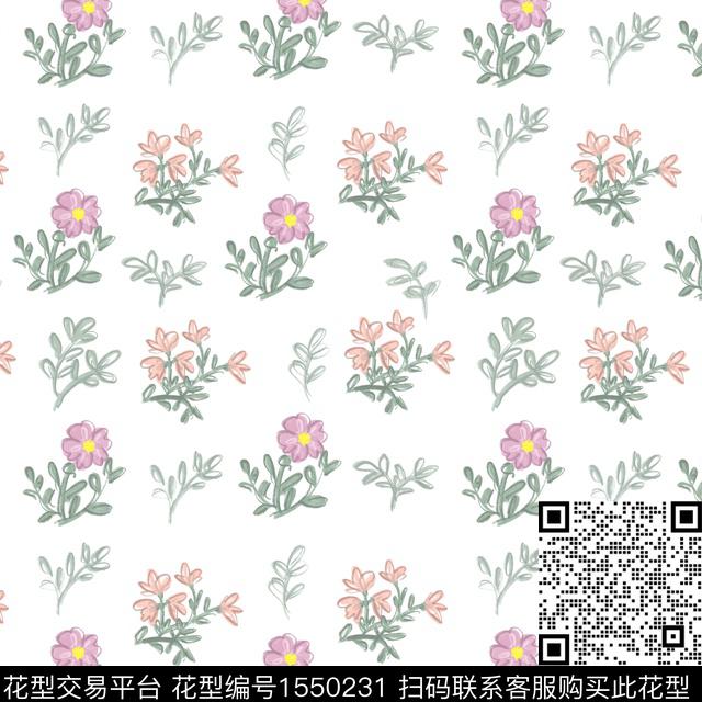 小清新手绘花卉小碎花数码印花华亿平台下载（图片编号: 1550231） - 瓦栏（Walan）