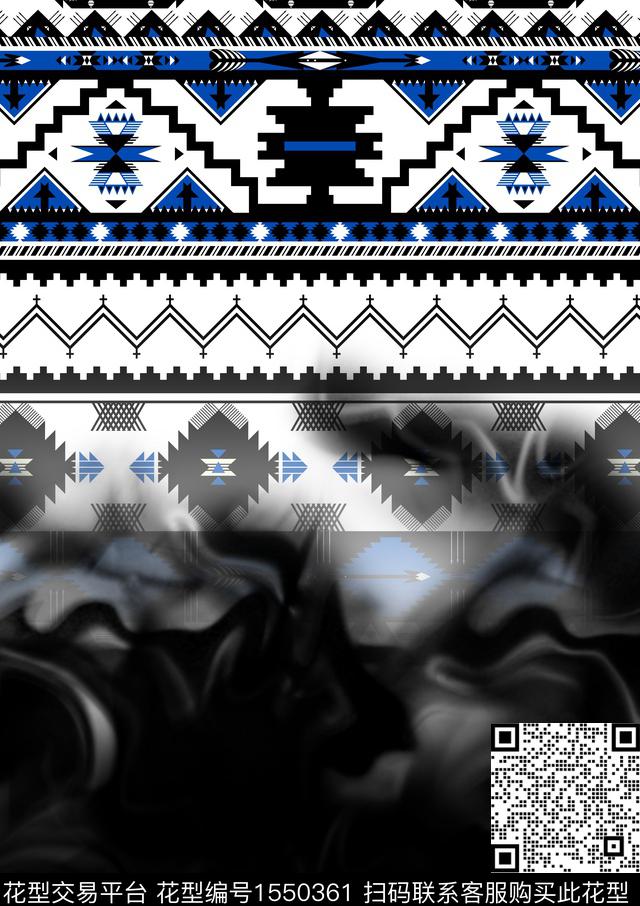 民族风抽象几何数码印花华亿平台下载（图片编号: 1550361） - 瓦栏（Walan）