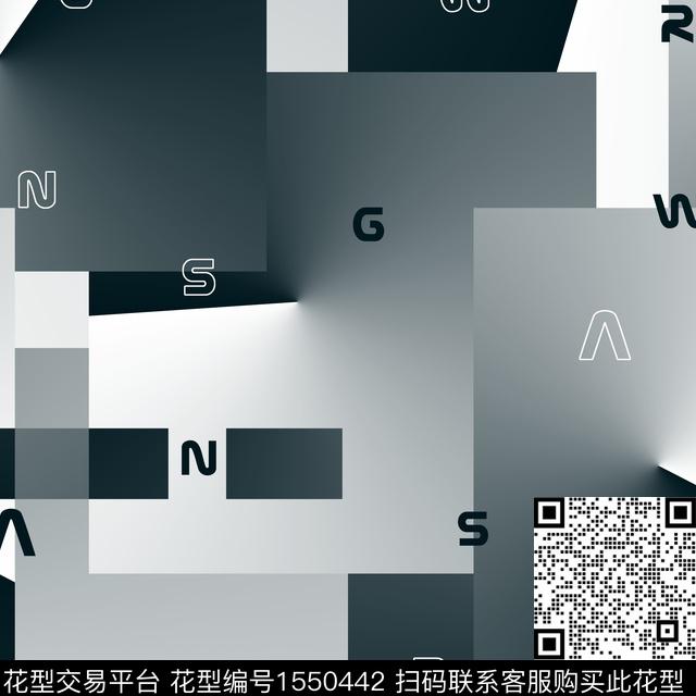 字母渐变几何数码印花华亿平台下载（图片编号: 1550442） - 瓦栏（Walan）