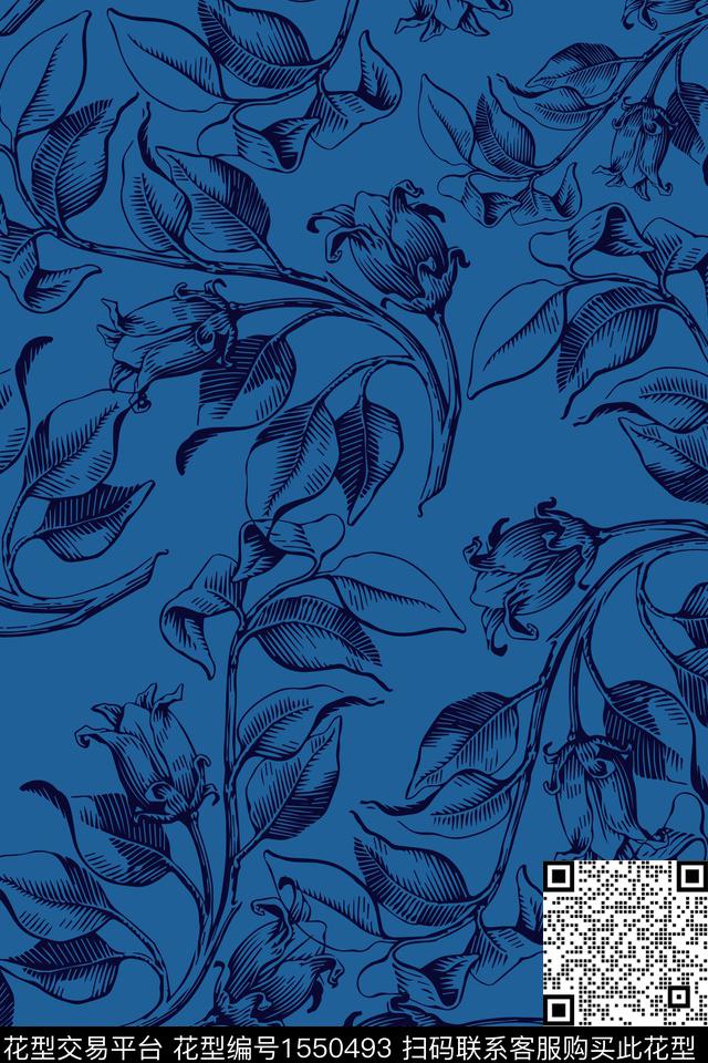 叶子女装花卉数码印花华亿平台下载（图片编号: 1550493） - 瓦栏（Walan）