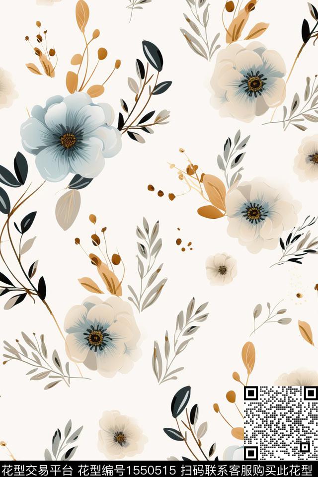 花卉满版散花女装数码印花华亿平台下载（图片编号: 1550515） - 瓦栏（Walan）