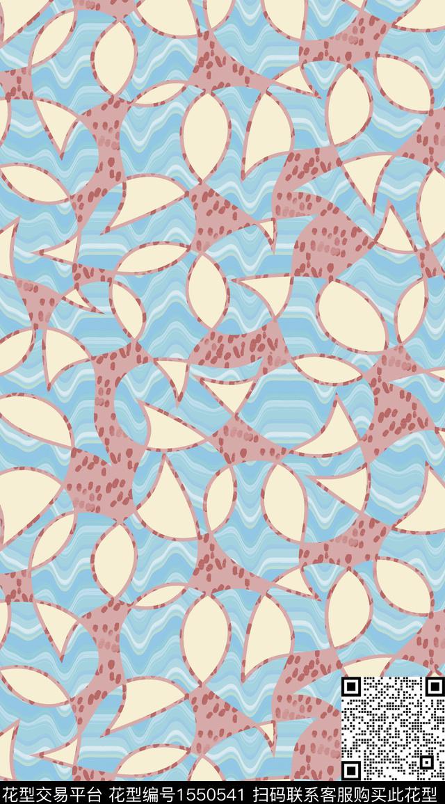 波浪水滴叠加数码印花华亿平台下载（图片编号: 1550541） - 瓦栏（Walan）