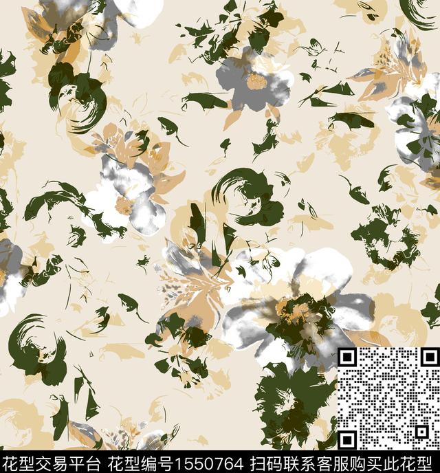 女装花卉连衣裙数码印花华亿平台下载（图片编号: 1550764） - 瓦栏（Walan）