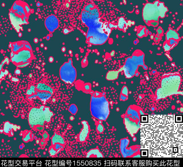 抽象波点炫彩数码印花华亿平台下载（图片编号: 1550835） - 瓦栏（Walan）