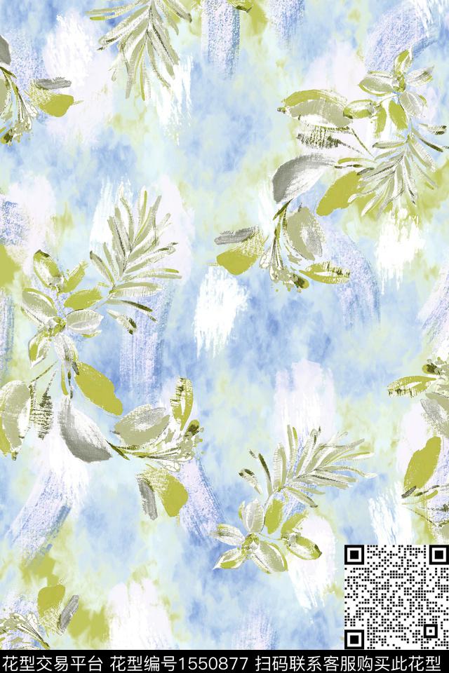 手绘花卉水彩油画数码印花华亿平台下载（图片编号: 1550877） - 瓦栏（Walan）