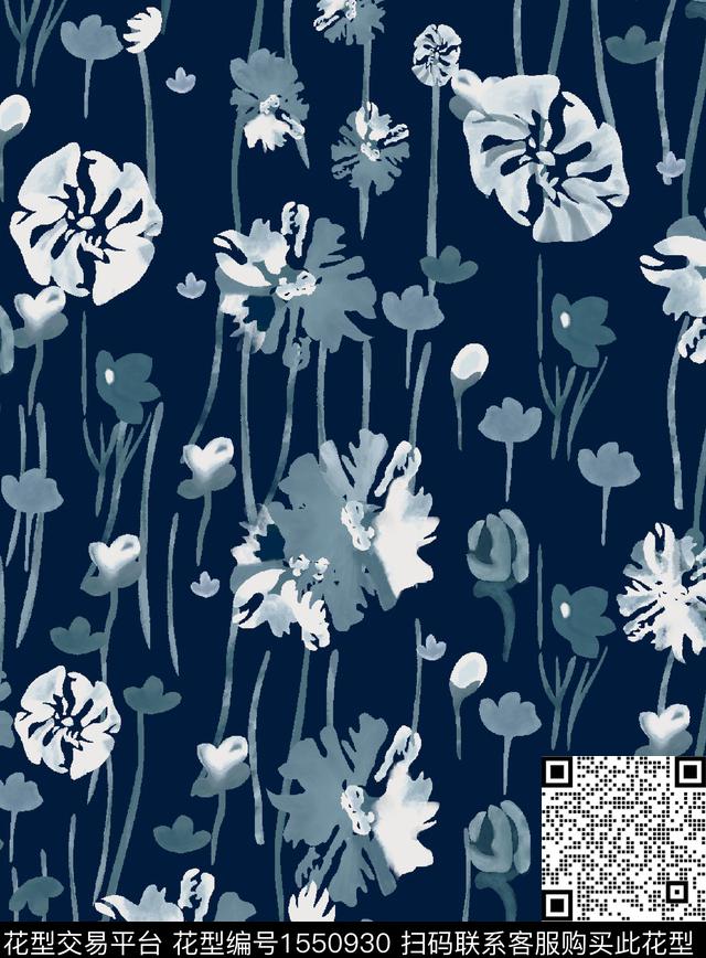 水彩花卉抽象花卉花卉数码印花华亿平台下载（图片编号: 1550930） - 瓦栏（Walan）