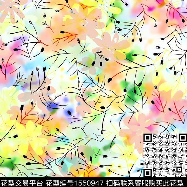 女装花卉连衣裙数码印花华亿平台下载（图片编号: 1550947） - 瓦栏（Walan）