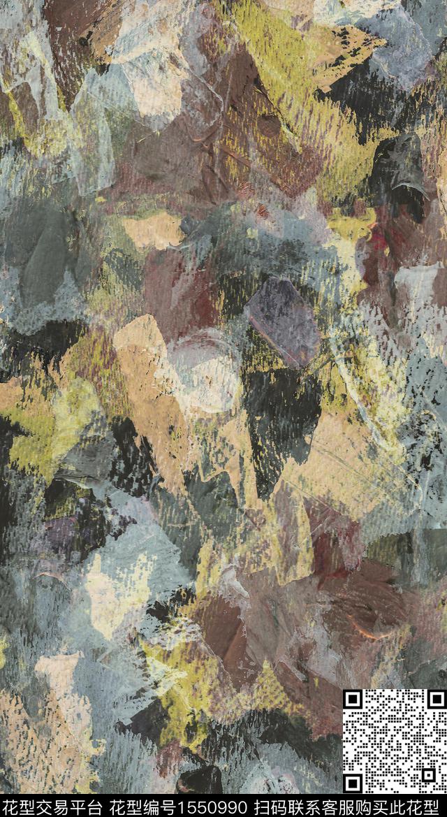 肌理抽象油画数码印花华亿平台下载（图片编号: 1550990） - 瓦栏（Walan）