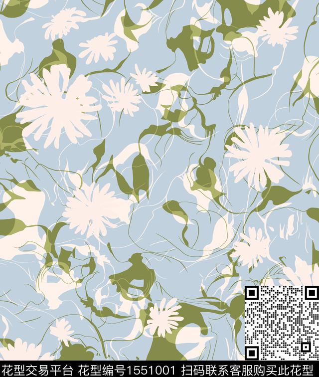 女装花卉连衣裙数码印花华亿平台下载（图片编号: 1551001） - 瓦栏（Walan）