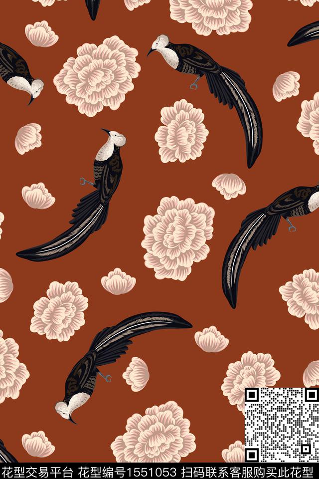 花卉平面花卉鸟数码印花华亿平台下载（图片编号: 1551053） - 瓦栏（Walan）