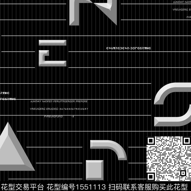 字母几何线条传统印花华亿平台下载（图片编号: 1551113） - 瓦栏（Walan）