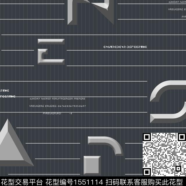 字母几何男装数码印花华亿平台下载（图片编号: 1551114） - 瓦栏（Walan）