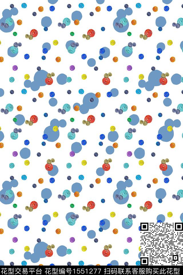 颜料几何波点数码印花华亿平台下载（图片编号: 1551277） - 瓦栏（Walan）