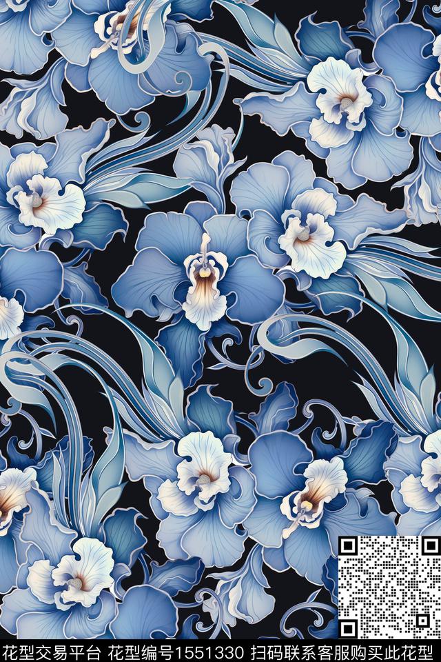 女装花卉真丝数码印花华亿平台下载（图片编号: 1551330） - 瓦栏（Walan）