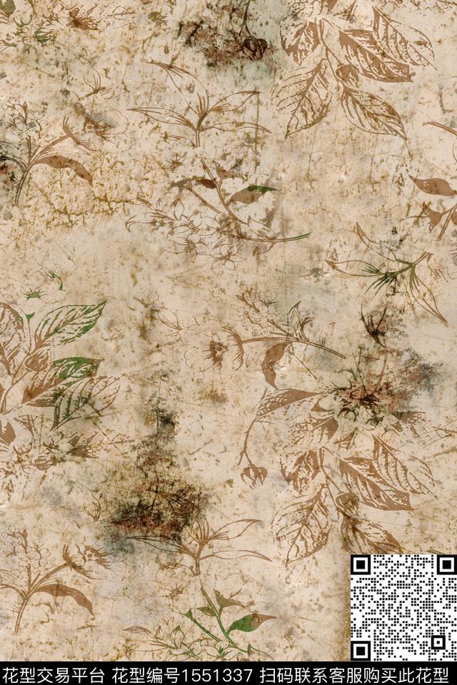底纹花卉抽象数码印花华亿平台下载（图片编号: 1551337） - 瓦栏（Walan）