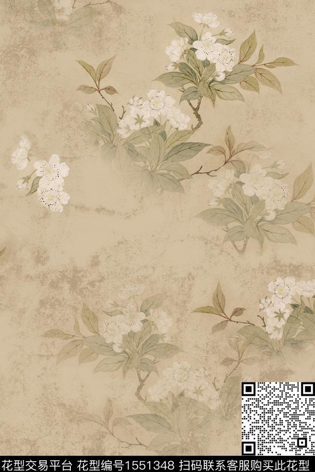 小碎花花卉旗袍数码印花华亿平台下载（图片编号: 1551348） - 瓦栏（Walan）