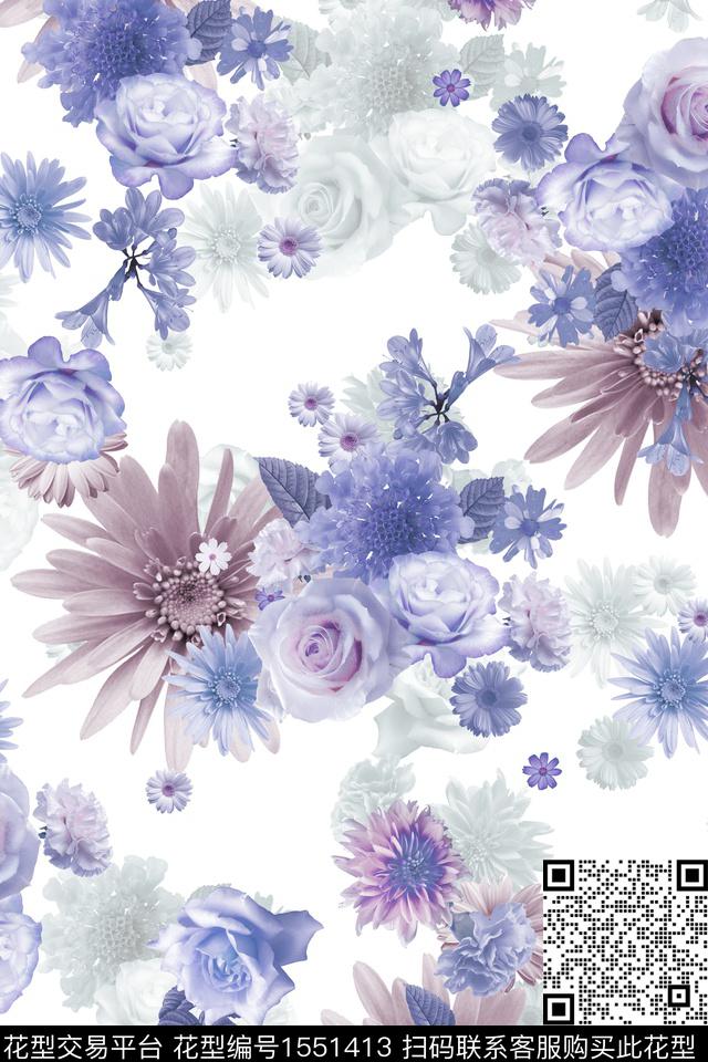 影花花卉数码华亿平台数码印花华亿平台下载（图片编号: 1551413） - 瓦栏（Walan）