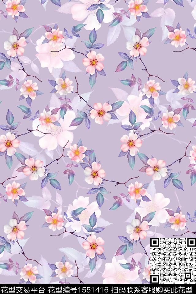 小碎花影花花卉数码印花华亿平台下载（图片编号: 1551416） - 瓦栏（Walan）