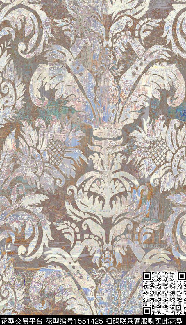 民族风抽象肌理数码印花华亿平台下载（图片编号: 1551425） - 瓦栏（Walan）