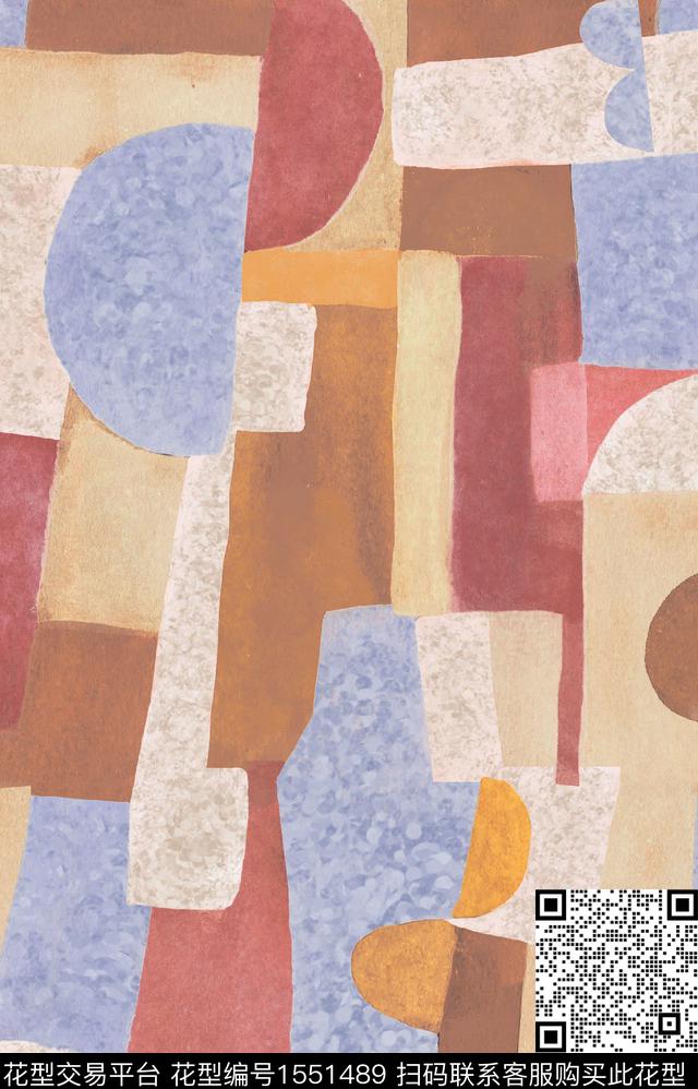 几何肌理拼接数码印花华亿平台下载（图片编号: 1551489） - 瓦栏（Walan）