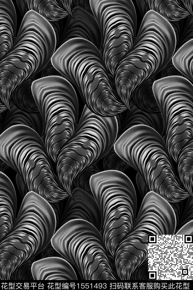 抽象黑底螺旋数码印花华亿平台下载（图片编号: 1551493） - 瓦栏（Walan）