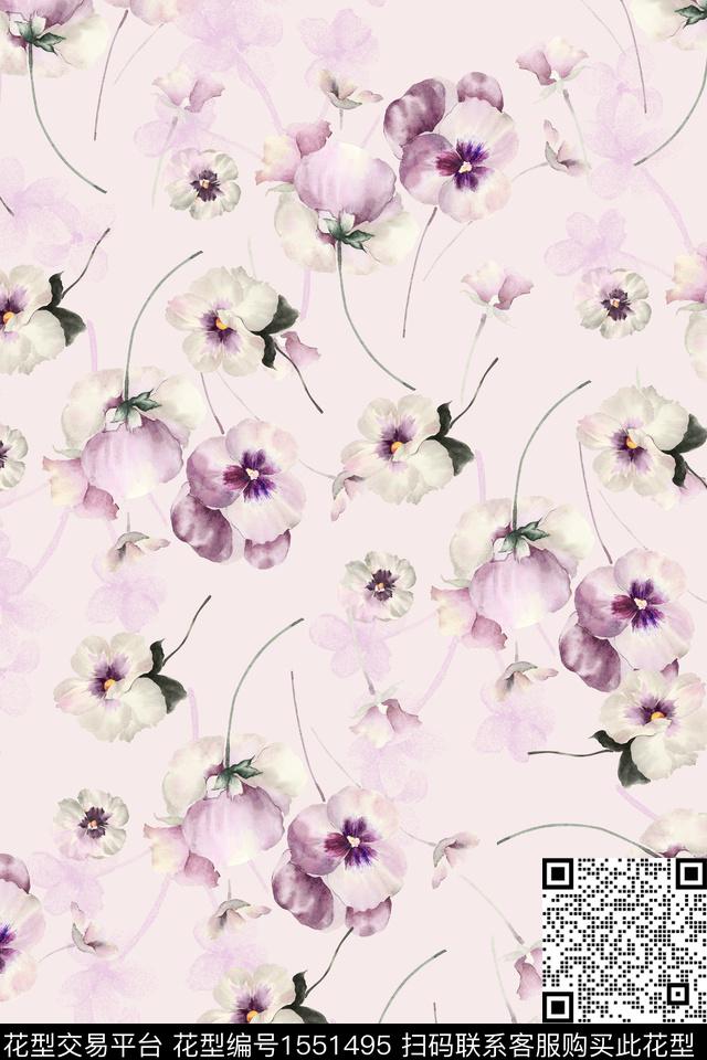 水彩花卉碎花数码印花华亿平台下载（图片编号: 1551495） - 瓦栏（Walan）