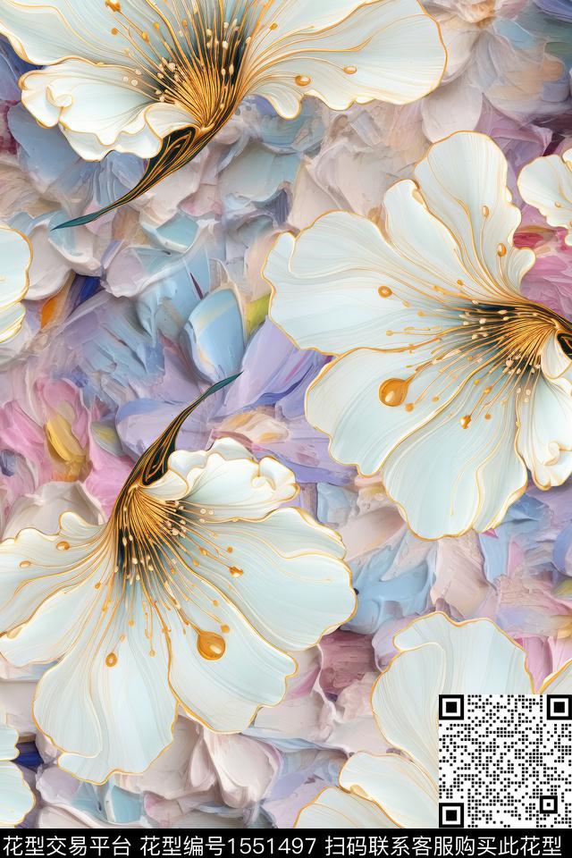 大花女装花卉数码印花华亿平台下载（图片编号: 1551497） - 瓦栏（Walan）