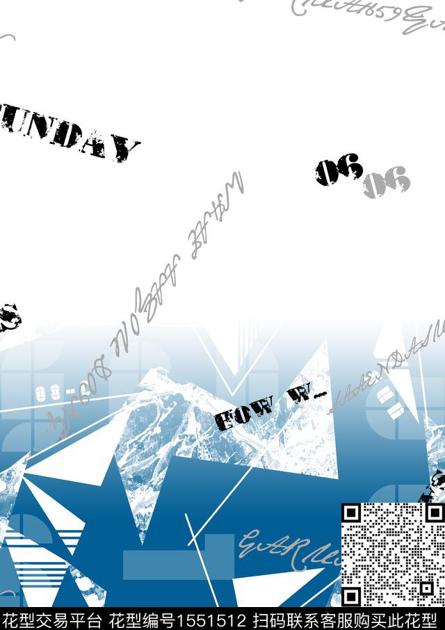 定位花字母几何数码印花华亿平台下载（图片编号: 1551512） - 瓦栏（Walan）