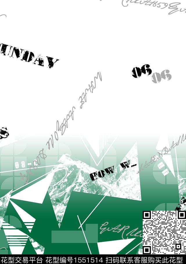 定位花字母几何数码印花华亿平台下载（图片编号: 1551514） - 瓦栏（Walan）