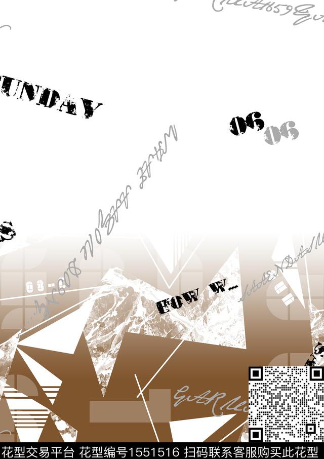 定位花字母几何数码印花华亿平台下载（图片编号: 1551516） - 瓦栏（Walan）