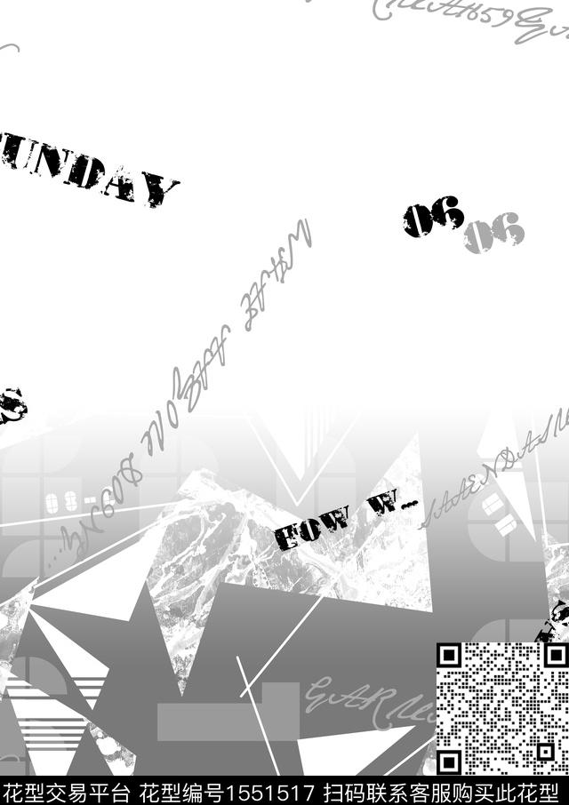 定位花字母几何数码印花华亿平台下载（图片编号: 1551517） - 瓦栏（Walan）