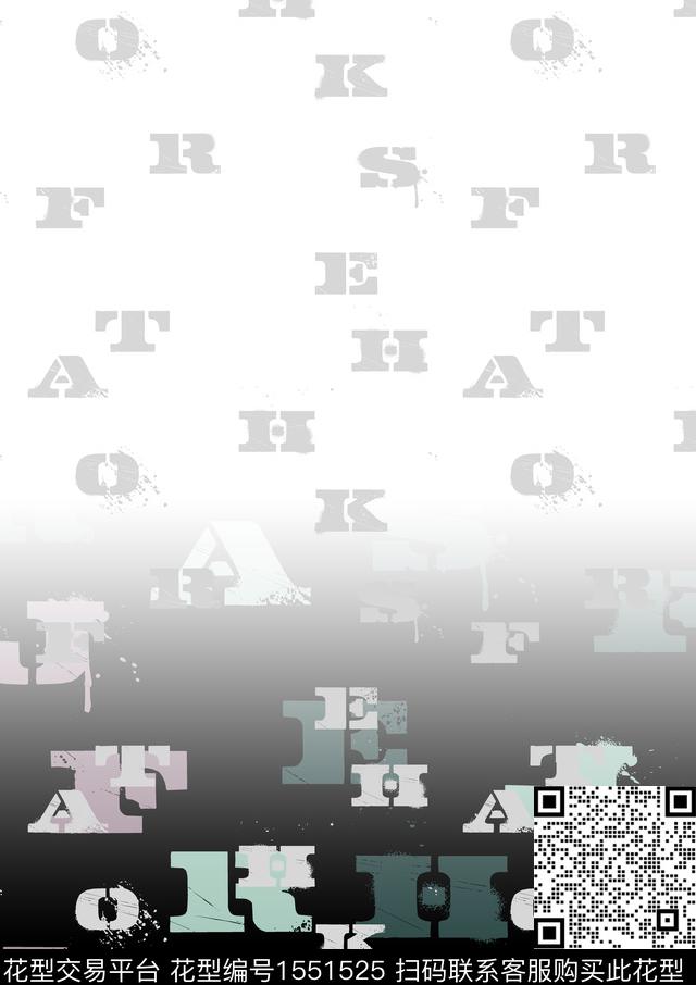 定位字母渐变数码印花华亿平台下载（图片编号: 1551525） - 瓦栏（Walan）