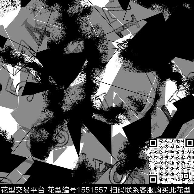 字母几何抽象数码印花华亿平台下载（图片编号: 1551557） - 瓦栏（Walan）