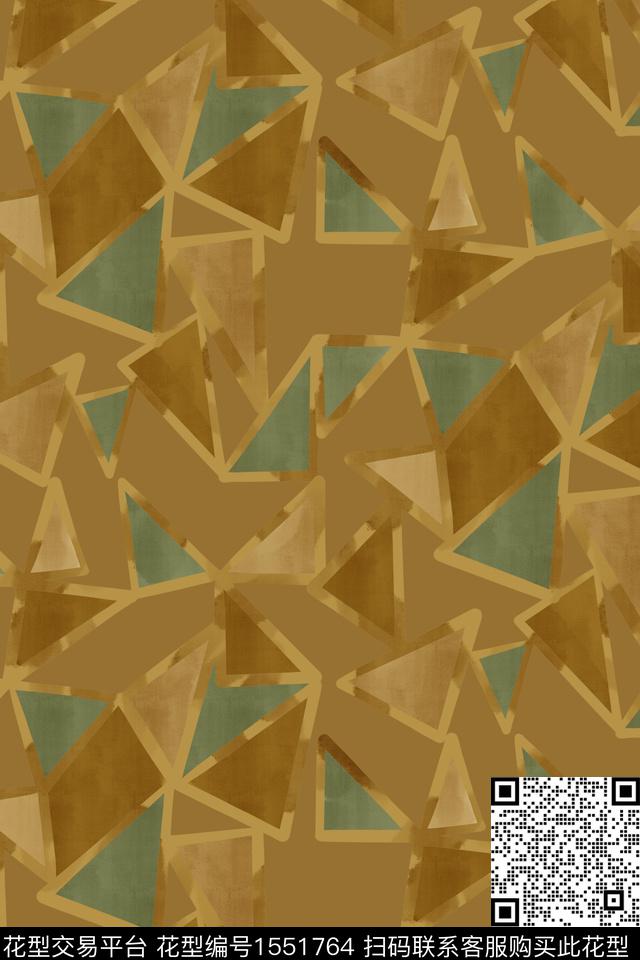 肌理几何复古数码印花华亿平台下载（图片编号: 1551764） - 瓦栏（Walan）