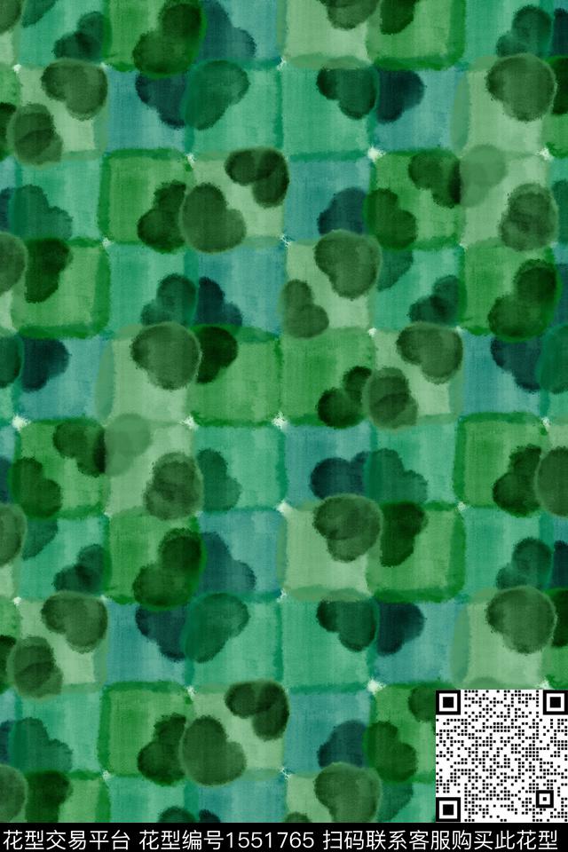 肌理水彩绿植树叶数码印花华亿平台下载（图片编号: 1551765） - 瓦栏（Walan）