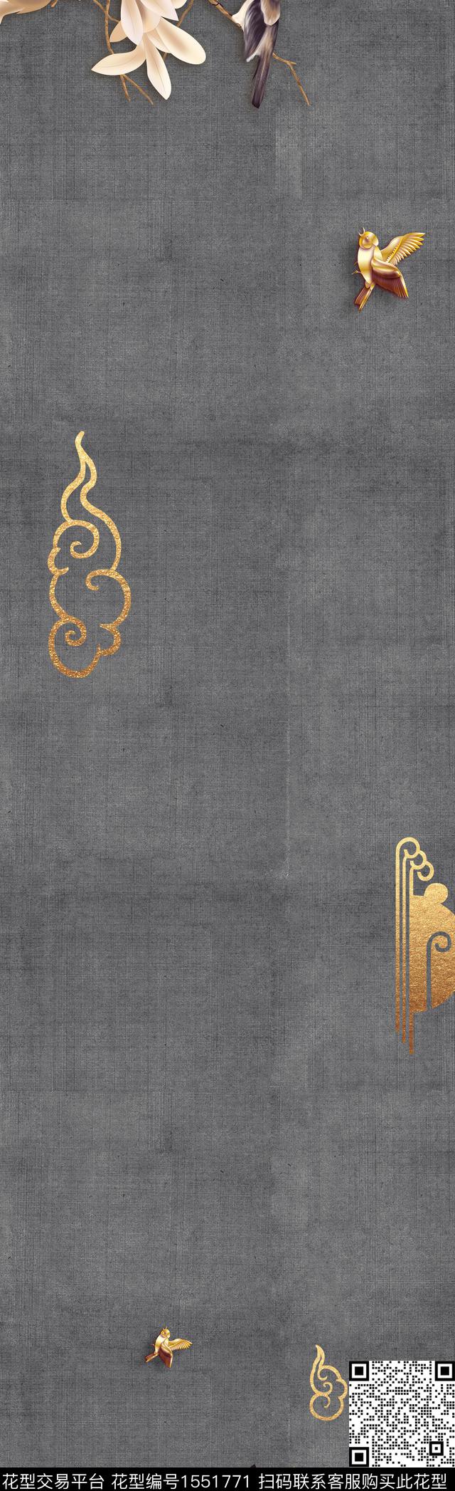 鸟祥云肌理数码印花华亿平台下载（图片编号: 1551771） - 瓦栏（Walan）