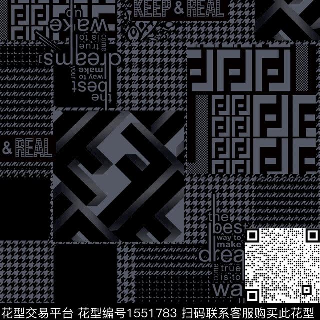 字母格子几何数码印花华亿平台下载（图片编号: 1551783） - 瓦栏（Walan）