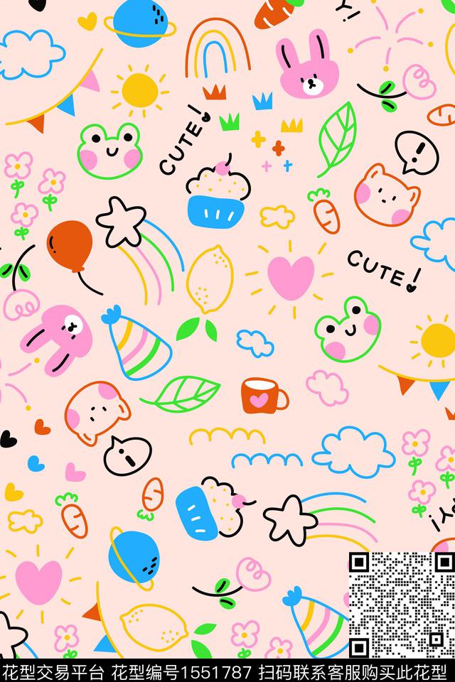 卡通动物字母传统印花华亿平台下载（图片编号: 1551787） - 瓦栏（Walan）