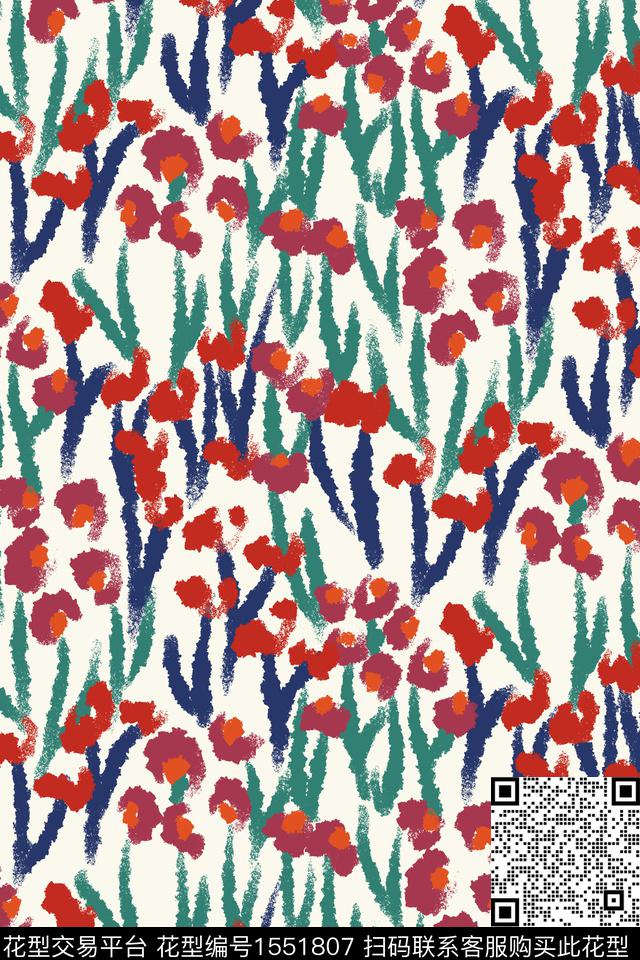 年轻女装满版散花小碎花数码印花华亿平台下载（图片编号: 1551807） - 瓦栏（Walan）