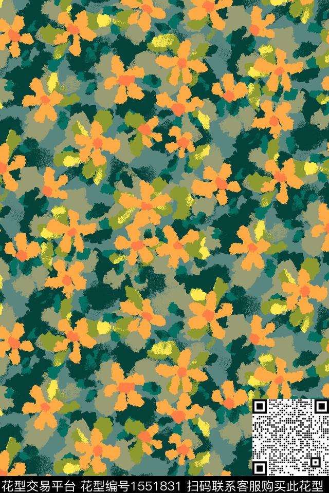 花卉小碎花水彩数码印花华亿平台下载（图片编号: 1551831） - 瓦栏（Walan）